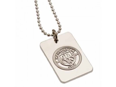 Manchester City FC Silver Plated Dog Tag & Chain